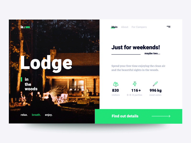 Lodge in the wood - animaton animation design interface motion nature ui ux web