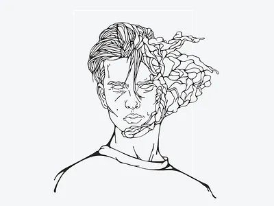 Mind Blown art character illustration line art portrait smoke