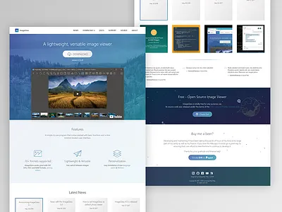 ImageGlass website v5 flat design flat ui fluent design fluent effect gradient web landing page software website
