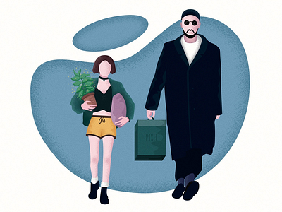 Leon + Mathilda character design flat girl graphics illustration leon mathilda movie plant poster vector