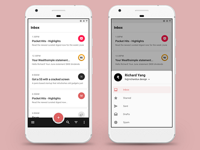 Simple Mail App with Material 2.0 Bottom App Bar android app bar bottom google inbox interface mail material navigation ui ux