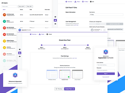 Dashboard UI breadcrumb dashboard list login logo menu security settings skins steps users wizard