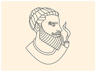 Sailor & Tobacco Pipe | Black & White drawing graphic design illustration man sailor sketch app smoking tobacco pipe vector art