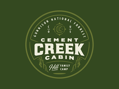 Cement Creek Cabin badge camp colorado crest forrest illustration outdoors patch