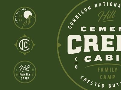 Cement Creek Cabin Secondaries badge camp colorado crest forrest illustration outdoors patch