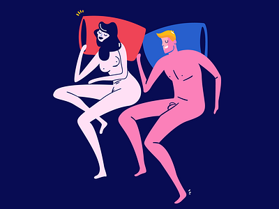 Couple Sleeping bed boy character couple girl illustration love man person purple sleeping woman