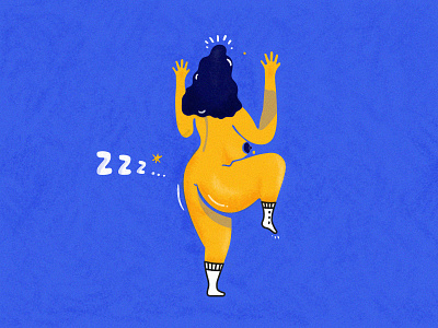 Sleeping blue character female girl illustration naked nude person sleep woman