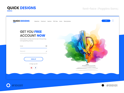 Quickdesigns designs free graphic landing login quick design sign sign in sign up webdesign