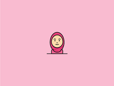 Girl character color flat girl hijab jilbab line muslim pink woman