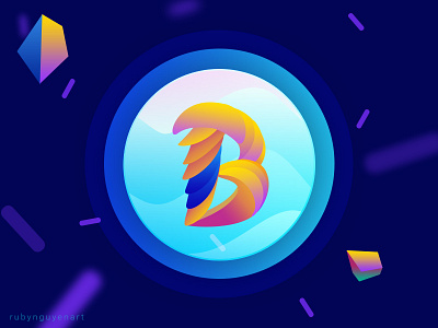 Letter B alphabet b creative gradient illustration letter lettering photoshop rubynguyenart shape typeface typography