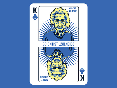 Einstein einstein illustration king of clubs playing cards vector