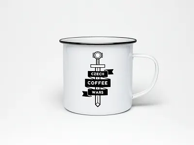 Czech Coffee Wars barista branding cafe coffee czech logo mockup portafilter specialty sword