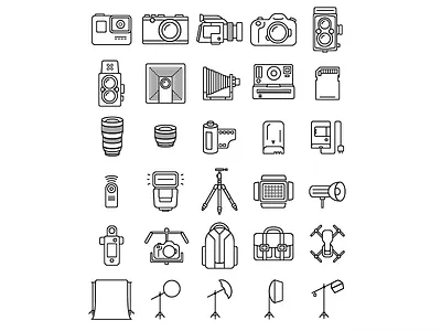 Photography Icon Set icon photography stroke