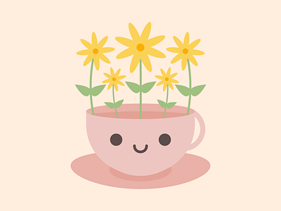 Flower Teacup cup cute flower illustration kawaii tea teacup vector