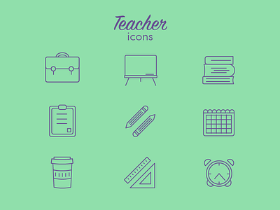 Teacher Icons - 9 icons challenge alarm bag board books calendar coffee exam icon pack icons pencil ruler teaching