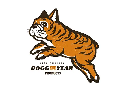 Bulldoger bulldog cartoon character dog illustation old style tiger vintage type