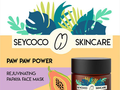 Seycoco Branding branding cosmetics fruit illustration leaves papaya skincare tropical