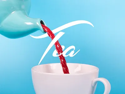 Tea art blue creative desig draw font modernism photo red tea typography white