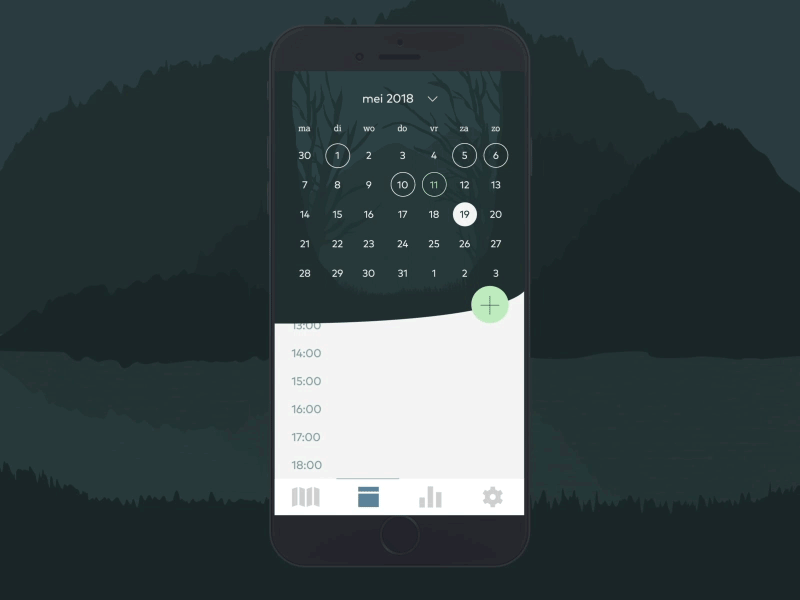 Escape: Plan New Activity anb app design calendar delight devine howest escape forest interface mobile nature ui ux