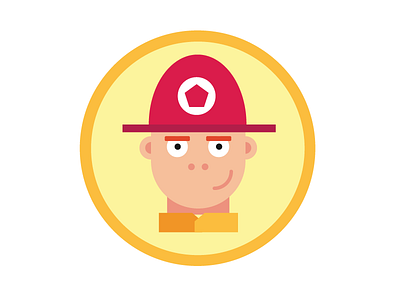 Fireman character face fire fireman flat icon
