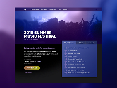 Summer Music Festival Promotional Website landing page music promo promotional responsive web web design