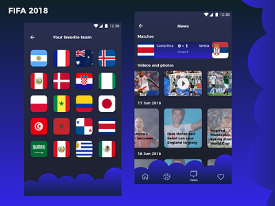 FIFA 2018 App Concept adobexd android app color dailyui design fifa2018 fun ui ux