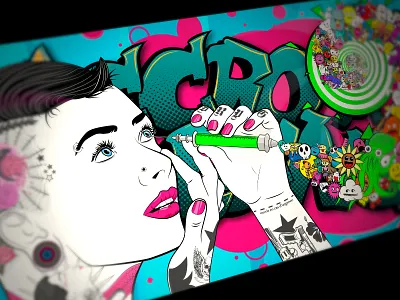 Injecting Chaotic Happiness girl illustrator poster tattoo vector vectorart