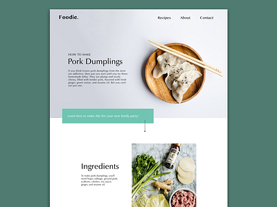 UI Challenge 003 Landing Page daily ui challenge design dumplings landing page minimal design recipes ui ux