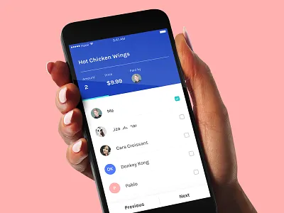 Bill Splitting App app flat ios mobile payment ui
