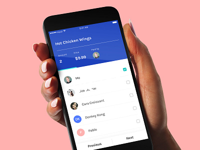 Bill Splitting App app flat ios mobile payment ui