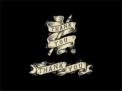 Thankyou Dribbble customlettering designstudio handlettering logotype ribbon vintagedesign