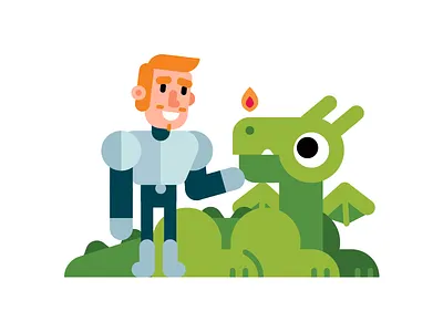 Knight And Dragon armor cartoon character clipart dragon fairy tale fantasy flat friends illustration knight mascot