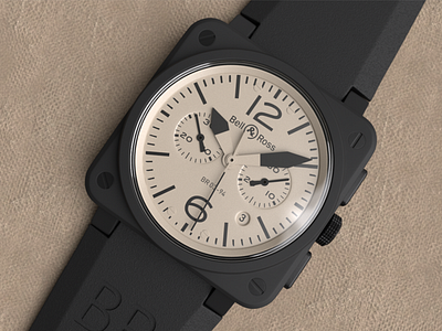 Bell and Ross watch - close up render - www.daveadavidson.com 3d bellandross c4d freelance product shot render watch