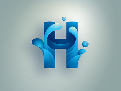 H — Water gradient illustration letter liquid logo typography vector