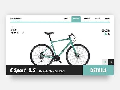 Bianchi's bike showroom bike green landing product showroom website