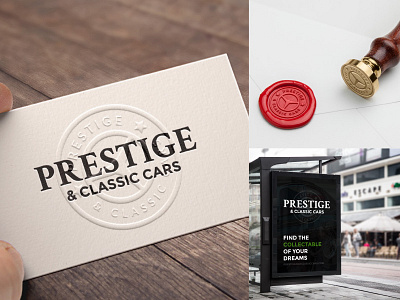 Prestige & Classic Cars automotive brand identity branding cars logo mockups