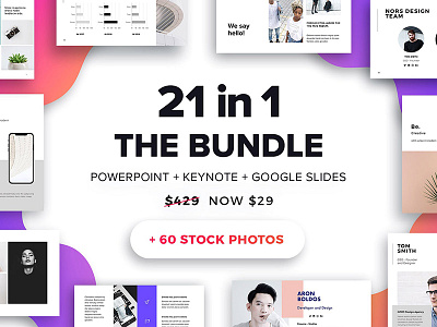 The Bundle - 21 Templates + 60 Free Photos bundle free google slides keynote pack photos portfolio powerpoint presentation slides templates ui