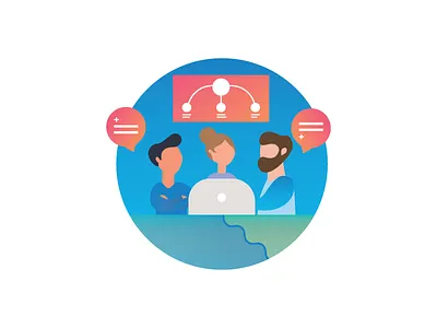 Team characters collaboration gradient icon illustration team website