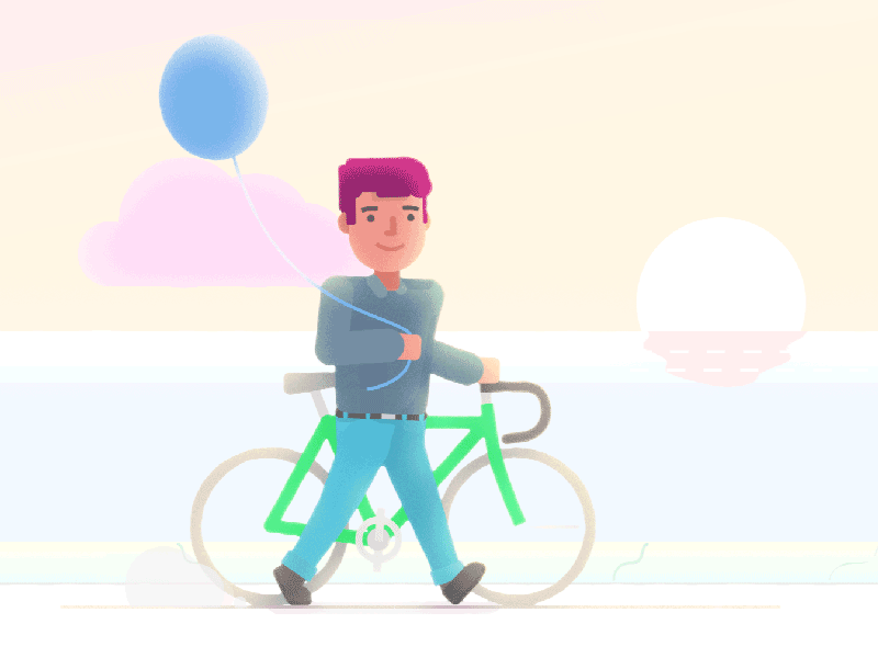 Father after effects baloon bike cycle father sunset walk