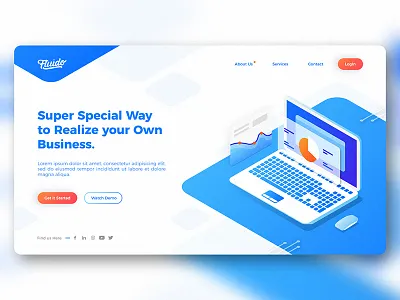 Fluido Hero Slider branding device gradient hero laptop sketch slider tech ui ux web website