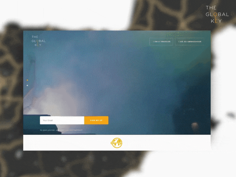 The Global Key Landing Page app clean flat inspiration map summer top banner travel ui ux webdesign