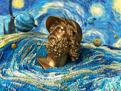 I'm not van gogh c4d gogh ps sky starry the