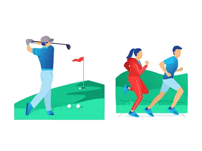 Golfer & Fitness fitness flat game golf gradient grass health outdoor outside play run sport