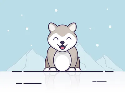 Aski Sibiri character dogs ice icon illustration outline snow vector