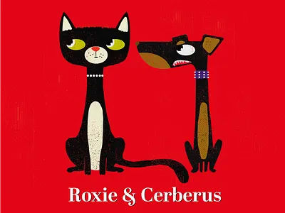 Roxie and Cerberus branding cat dog greece illustration pets