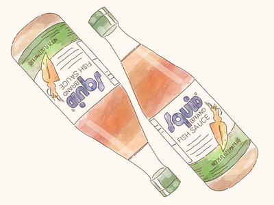 Fish Sauce! fish sauce illustration ingredient salty squid sauce watercolor