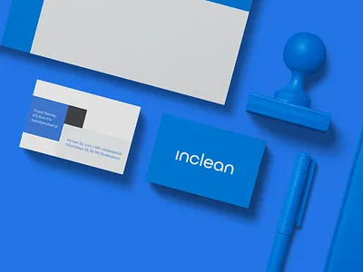Inclean | Branding for cleaning company business cards clean logo simple