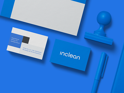 Inclean | Branding for cleaning company business cards clean logo simple
