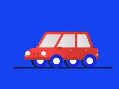 Car on the road blue car flatdesign motion red road smoke