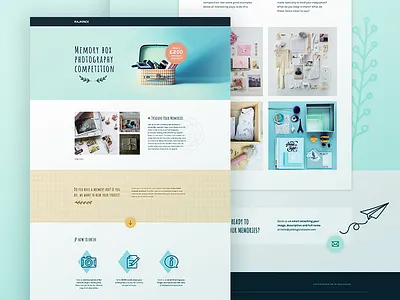 Rajapack Memory Box Competition page clean competition handmade icons minimal pastels pattern ui ux vintage web page website